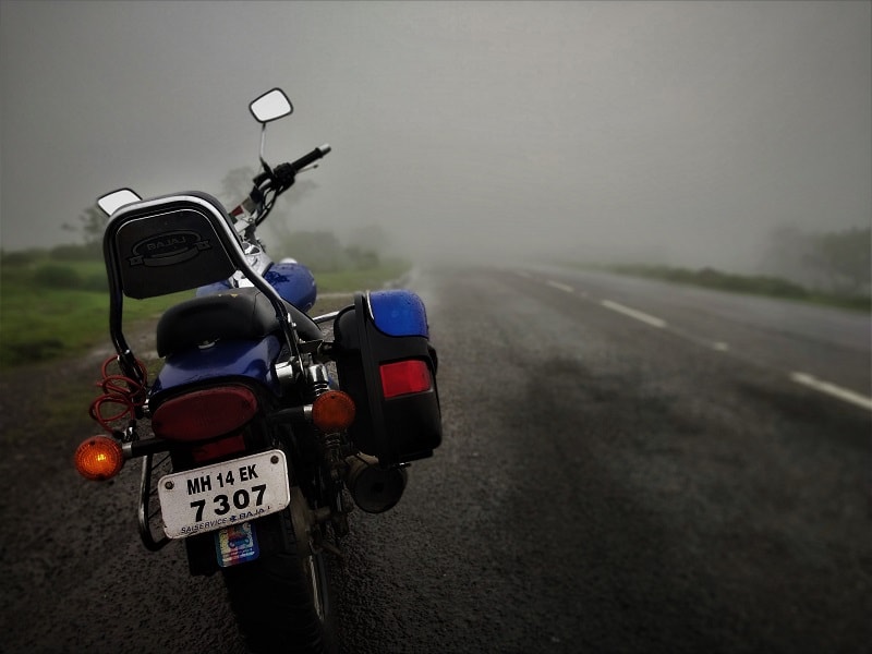 Bike ride in foggy weather Korigad Fort Trek