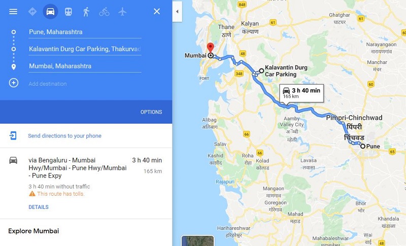 How to reach Kalavantin Durg from Pune Mumbai