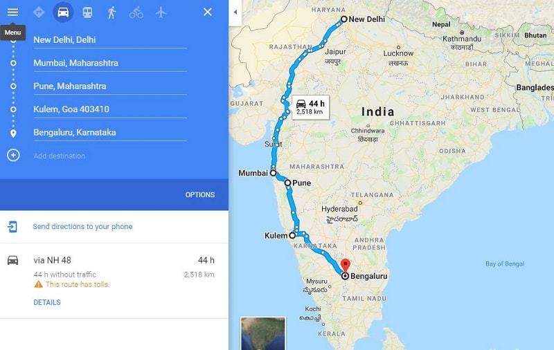 How to reach Kulem from Mumbai Pune New Delhi Bangalore