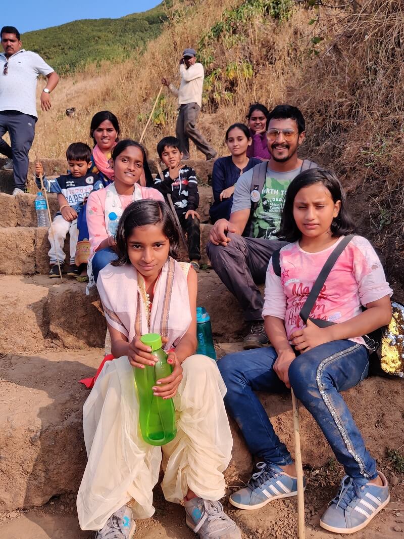 With Kids at Rajgad Fort trek