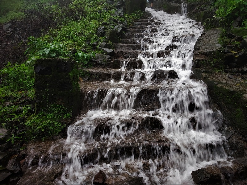 monsoon waterfall Korigad Fort Trek
